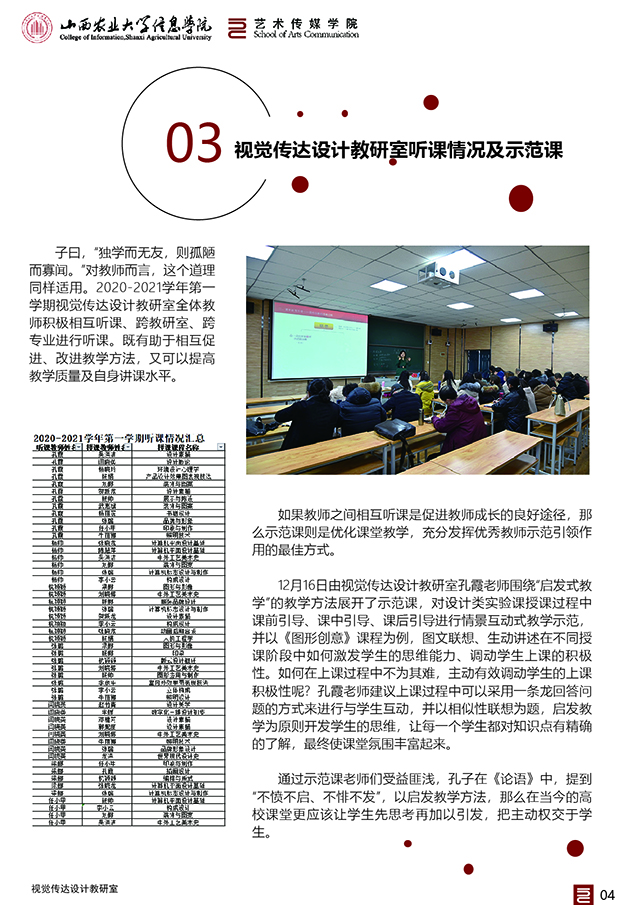 【工作简报】视觉传达设计教研室2020年12月工作简报